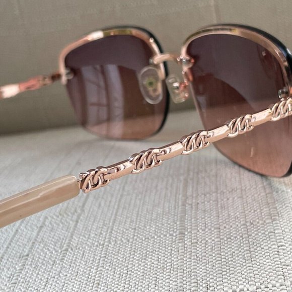 Guess Women Sunglasses GF0388 28T 66[]14 135 Eye Wear Gold Tone Half Rim Shades - Picture 10 of 11